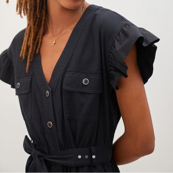 Black Anthropologie ruffle jumpsuit size XL - Picture 2 of 7